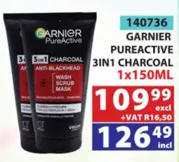 Arrow Cash And Carry GARNIER PureActive 3IN1 CHARCOAL ANTI-BLACKHEAD WASH SCRUB MASK offer