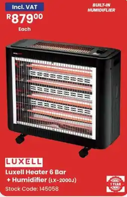 Africa Cash and Carry Luxell Heater 6 Bar + Humidifier (LX-2000J) offer