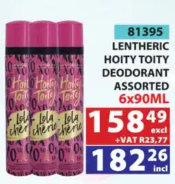 Arrow Cash And Carry Lentheric Hoity Toity Deodorant Assorted offer