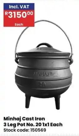 Africa Cash and Carry Minhaj Cast Iron 3 Leg Pot No. 20 offer
