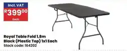 Africa Cash and Carry Royal Table Fold 1.8m Black (Plastic Top) offer