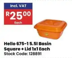 Africa Cash and Carry Hello 675-1 5.5l Basin Square + Lid offer