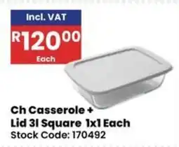 Africa Cash and Carry Ch Casserole + Lid 3l Square offer
