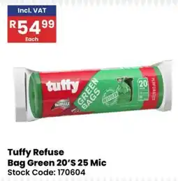 Africa Cash and Carry Tuffy Refuse Bag Green 20'S 25 Mic offer