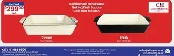 Africa Cash and Carry Continental Homeware Baking Dish Square Cast Iron offer