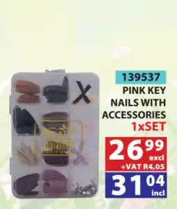 Arrow Cash And Carry PINK KEY NAILS WITH ACCESSORIES offer