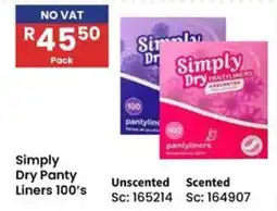 Africa Cash and Carry Simply Dry Panty Liners 100's offer