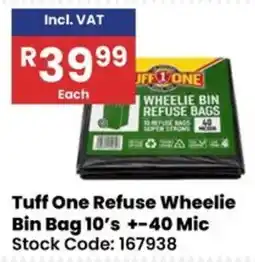 Africa Cash and Carry Tuff One Refuse Wheelie Bin Bag 10's offer