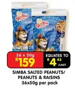 Shoprite Simba Salted Peanuts/Peanuts & Raisins offer
