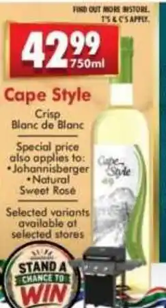 Prestons Cape Style Crisp Blanc de Blanc offer