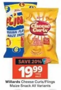 Checkers Willards Cheese Curls/Flings Maize Snack offer
