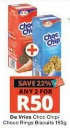 Checkers De Vries Choc Chip/ Choco Rings Biscuits offer
