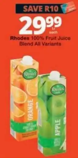 Checkers Rhodes 100% Fruit Juice Blend All Variants offer