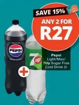 Checkers Pepsi Light/Max/7Up Sugar Free Cold Drink offer
