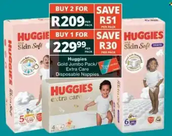 Huggies Gold Jumbo Pack/Extra Care Disposable Nappies