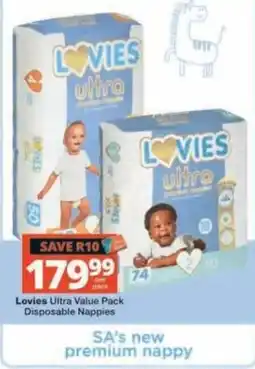 Checkers Lovies Ultra Value Pack Disposable Nappies offer