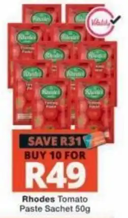 Checkers Rhodes Tomato Paste Sachet offer