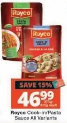 Checkers Royco Cook-in/Pasta Sauce All Variants offer