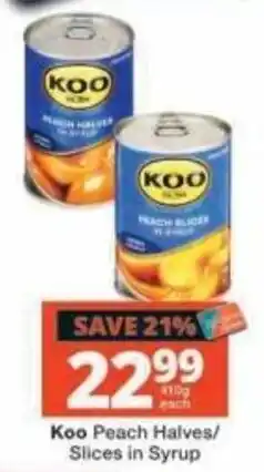 Checkers Koo Peach Halves/ Slices in Syrup offer
