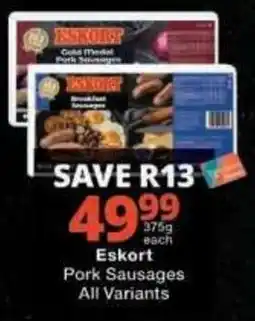 Checkers Eskort Pork Sausages offer