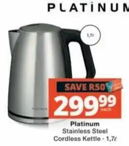 Checkers Platinum Stainless Steel Cordless Kettle offer