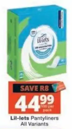 Checkers Lil-lets Pantyliners offer