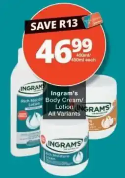 Checkers Ingram's Body Cream/Lotion offer