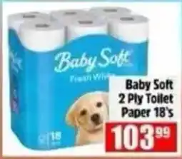 Devland Cash And Carry Baby Soft 2 Ply Toilet Paper 18's offer