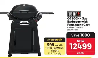 Weber Q2800N+ Gas Barbecue with Permanent Cart