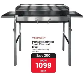 Megamaster Portable Stainless Steel Charcoal Braai