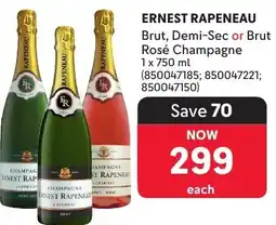 Makro Ernest Rapeneau Brut, Demi-Sec or Brut Rosé Champagne offer
