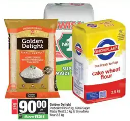 Spar Golden Delight Parboiled Rice 2 kg, Iwisa Super Maize Meal 2.5 kg & Snowflake flour 2.5 kg offer