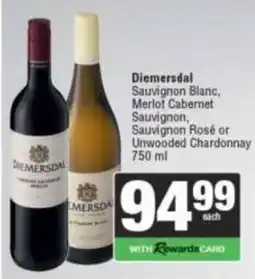 Spar Diemersdal Sauvignon Blanc, Merlot Cabernet Sauvignon, Sauvignon Rosé or Unwooded Chardonnay offer