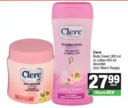 Spar Clere Body Cream or Lotion Assorted offer