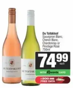Spar Tops Du Toitskloof Sauvignon Blanc, Chenin Blanc, Chardonnay or Pinotage Rosé offer