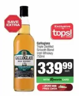 Spar Tops GalloGlass Irish Whiskey offer