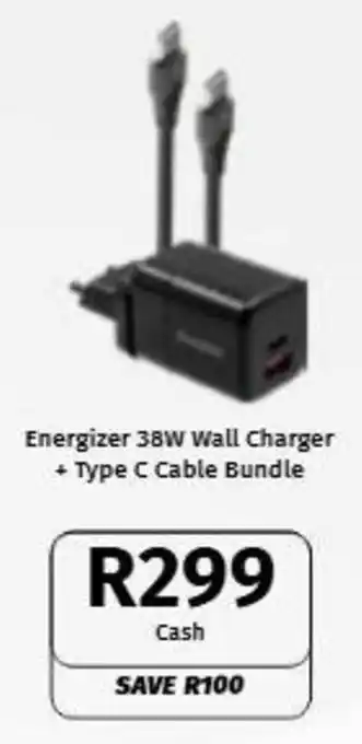 Vodacom Energizer 38W Wall Charger + Type C Cable Bundle offer