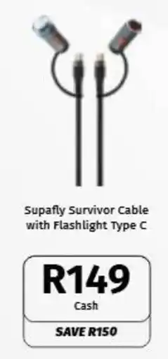 Vodacom Supafly Survivor Cable with Flashlight Type C offer