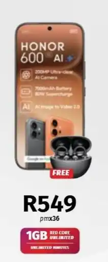 Vodacom HONOR 600 AI offer