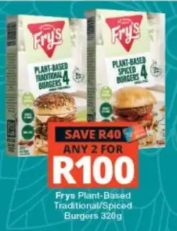 Checkers Fry's Plant-Based Traditional/Spiced Burgers 320g offer