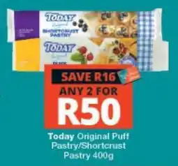 Checkers Today Original Puff Pastry/Shortcrust Pastry 400g offer