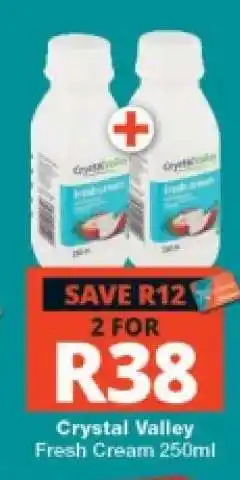 Checkers Crystal Valley Fresh Cream 250ml offer