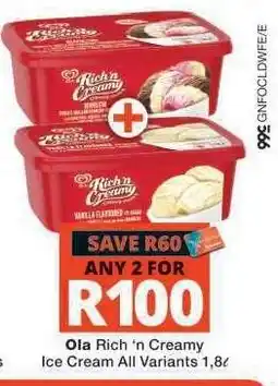 Checkers OLA Rich 'n Creamy Ice Cream offer