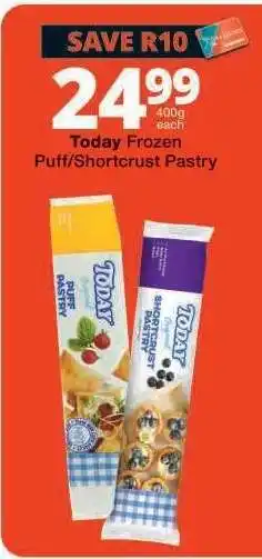 Checkers TODAY FROZEN PUFF/SHORTCRUST PASTRY offer