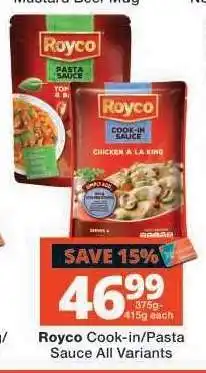 Checkers Royco Cook-in/Pasta Sauce All Variants offer