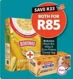 Checkers Bokomo Weet-Bix 450g/Corn Flakes Cereal 1kg offer
