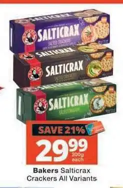 Checkers Bakers Salticrax Crackers All Variants offer