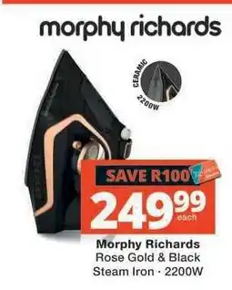 Checkers Morphy Richards Rose Gold & Black Steam Iron offer