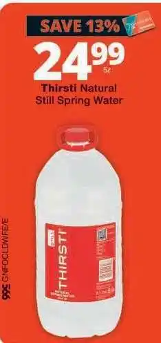 Checkers THIRSTI NATURAL STILL SPRING WATER offer