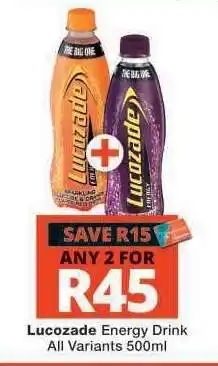 Checkers LUCOZADE ENERGY DRINK offer